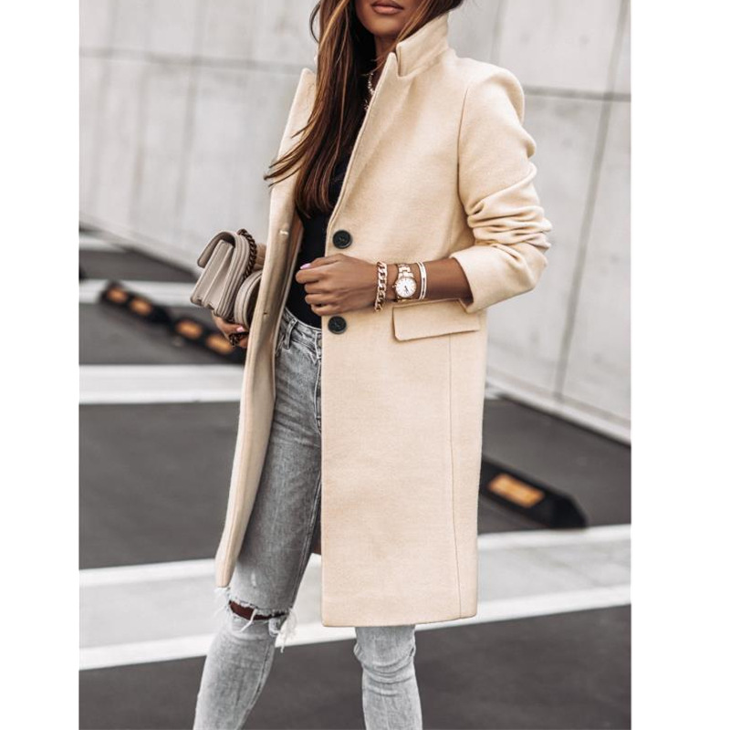 Long sleeve woolen coat autumn and winter overcoat for women