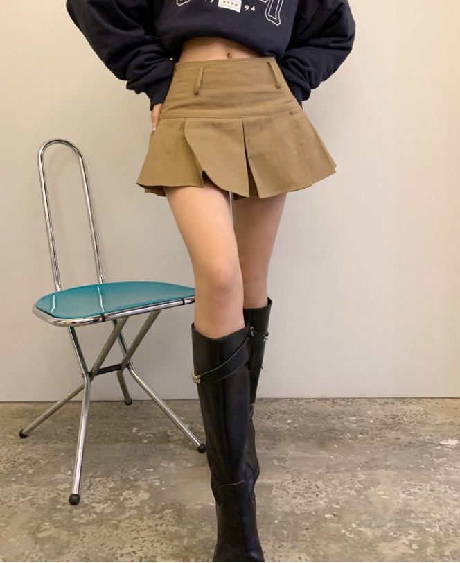 Spring khaki skirt high waist spicegirl short skirt for women