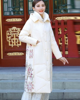 Large yard long embroidered winter thick down coat