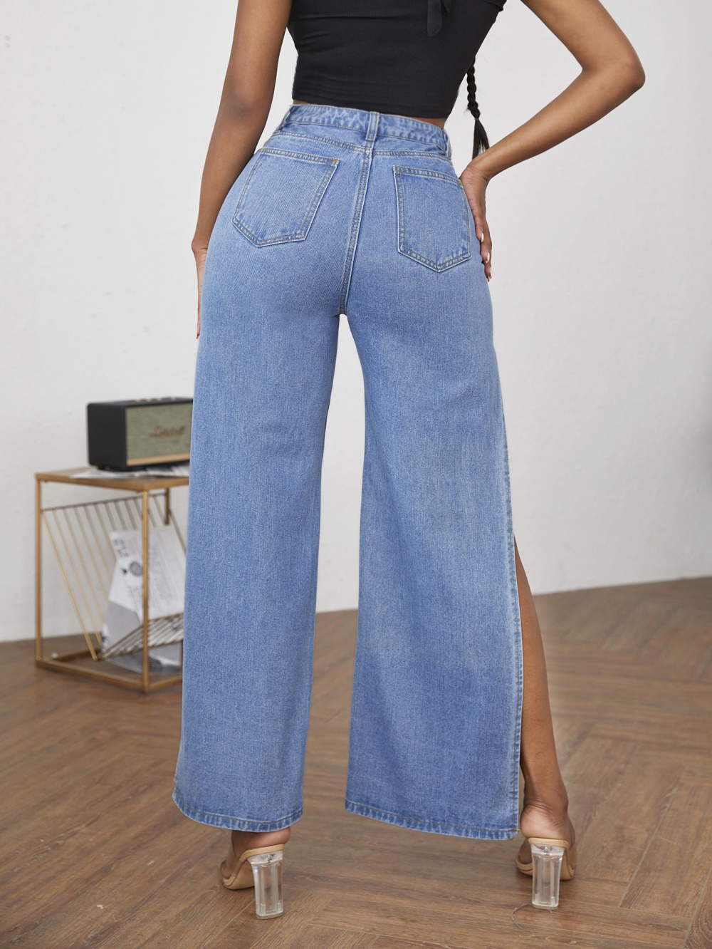 European style split fashion holes jeans