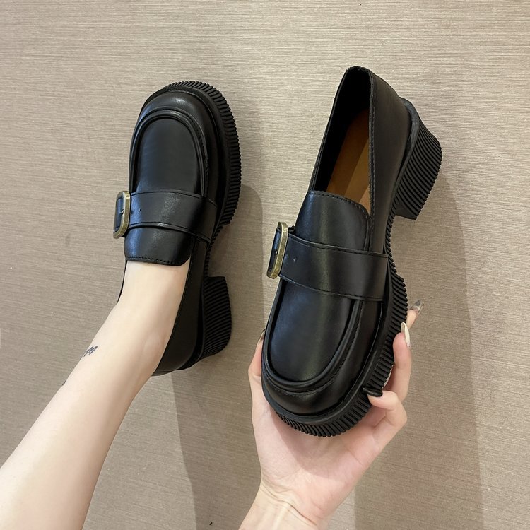 Thick small shoes autumn square head lazy shoes for women