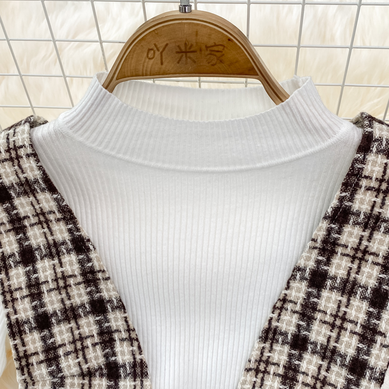 Temperament dress plaid sweater 2pcs set for women