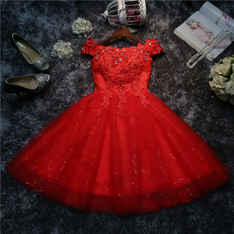 Red performance clothing bridesmaid dress for women