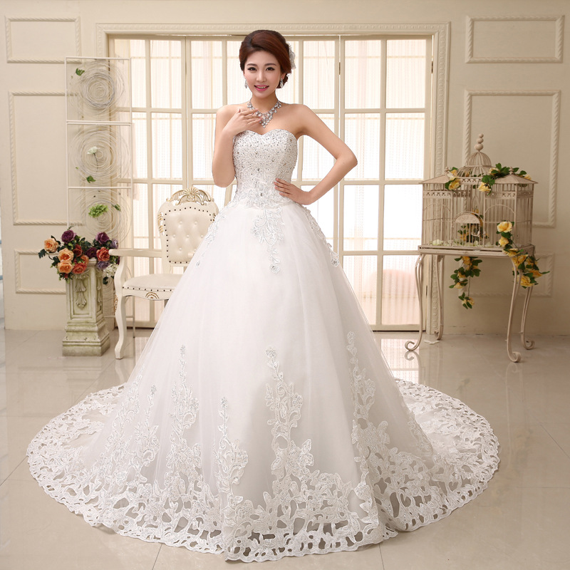 Bride sweet formal dress Korean style trailing wedding dress