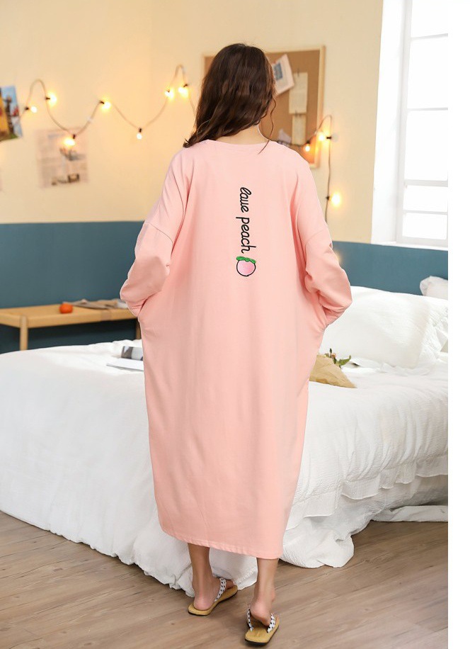 Long sleeve loose night dress student pajamas for women