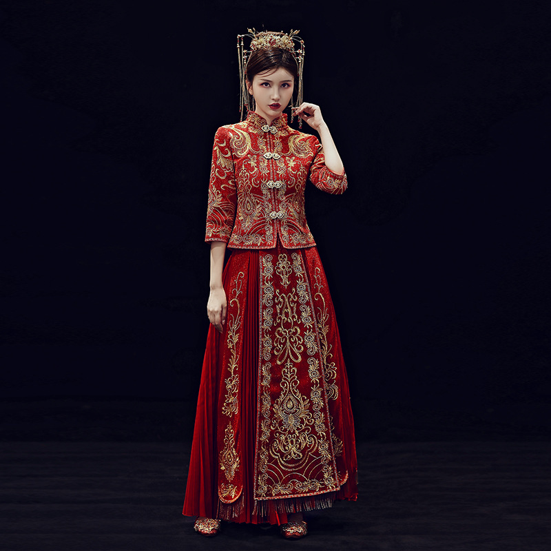 Bride Chinese style kimono short sleeve wedding dress