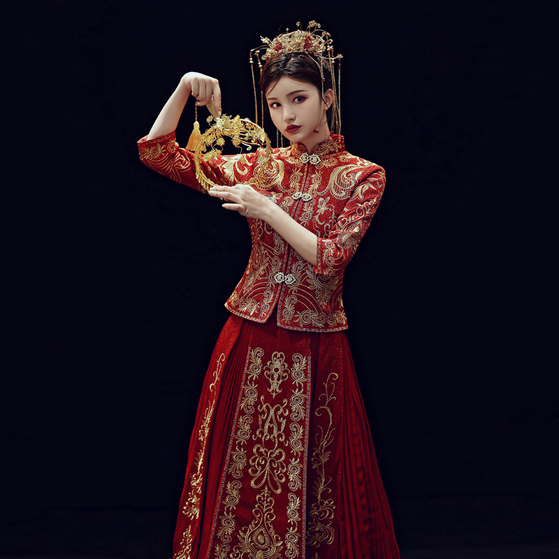 Bride Chinese style kimono short sleeve wedding dress