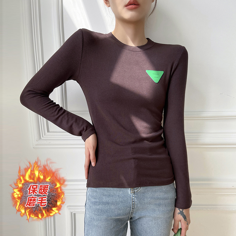 Black autumn and winter bottoming shirt pure cotton tops