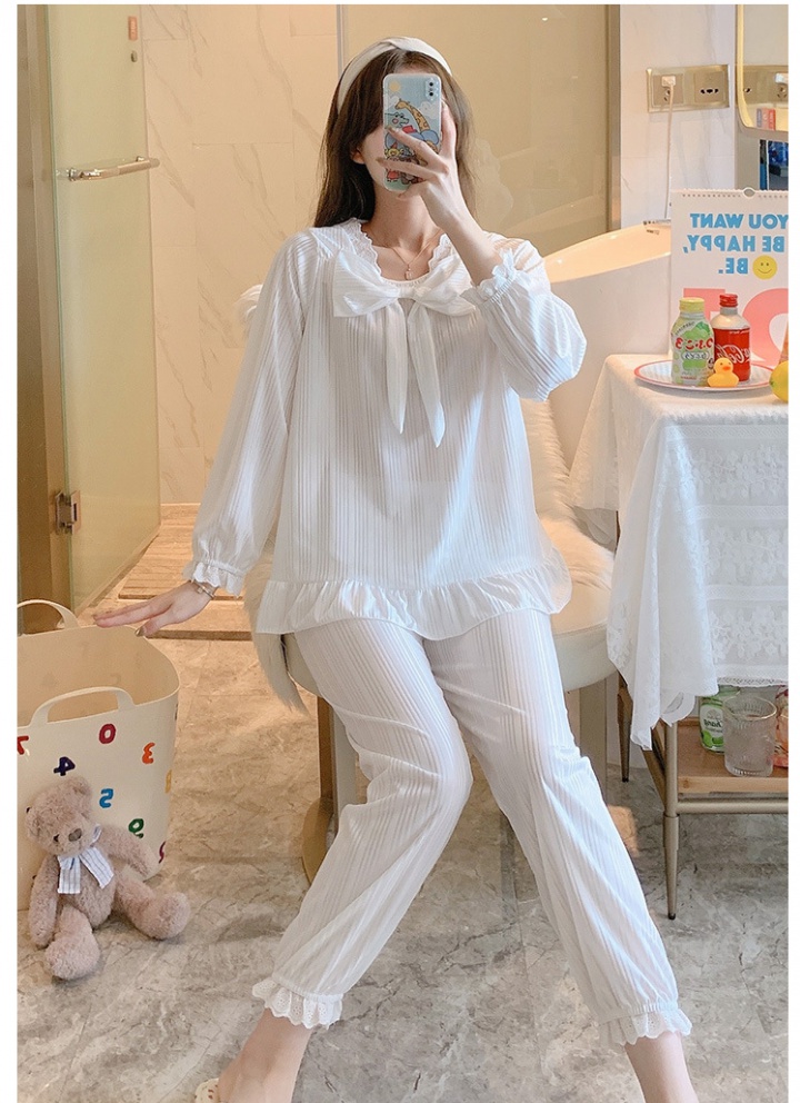 Autumn and winter sweet pure lace pajamas a set for women