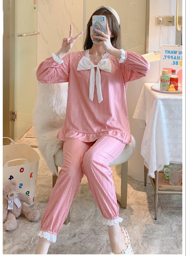 Autumn and winter sweet pure lace pajamas a set for women