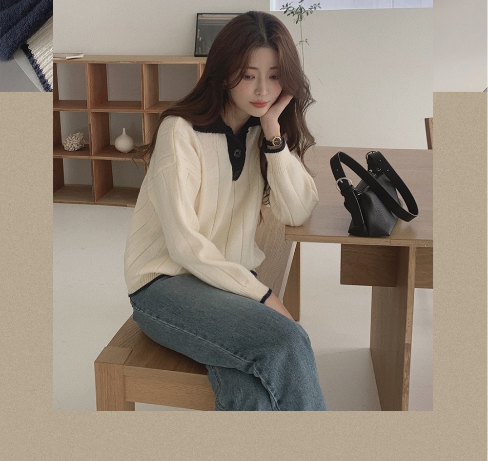 Winter mixed colors pullover long sleeve sweater