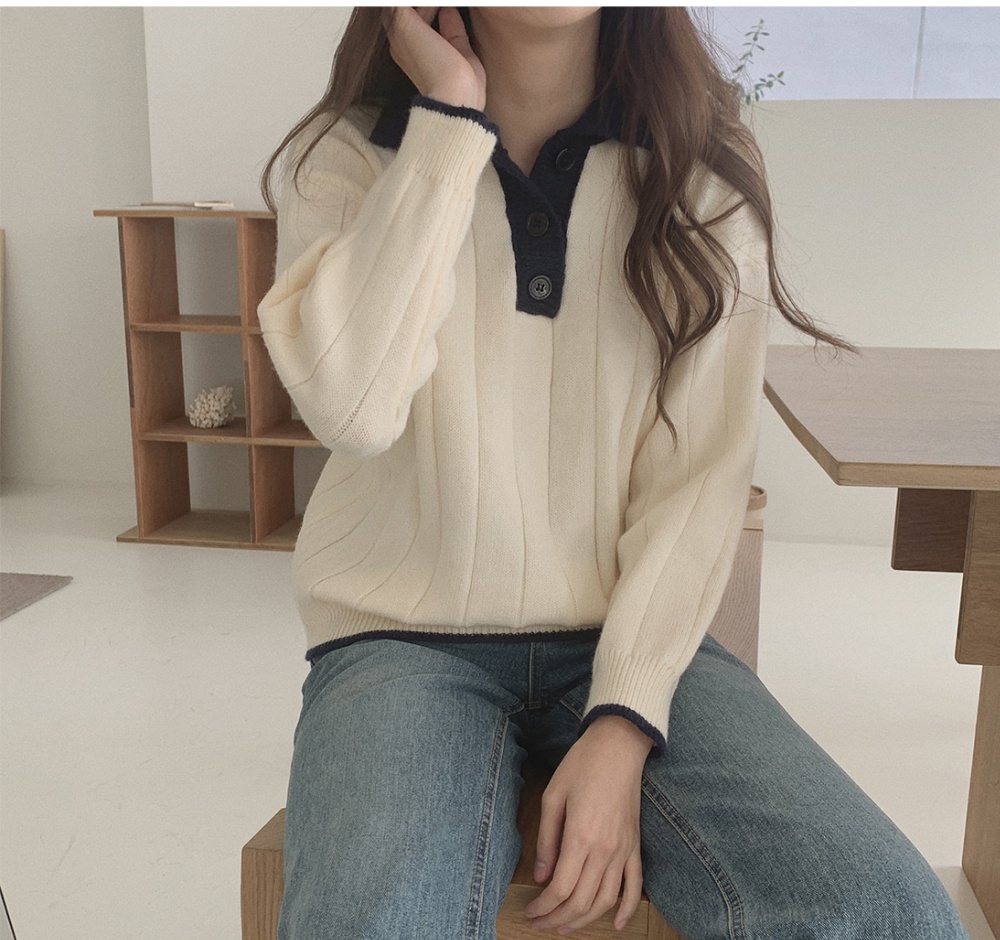 Winter mixed colors pullover long sleeve sweater