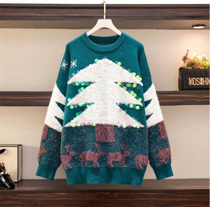 Sequins christmas pullover loose sweater for women
