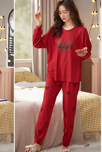 Large yard spring and autumn couples pajamas for women