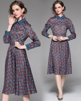 Retro geometry temperament lapel dress for women