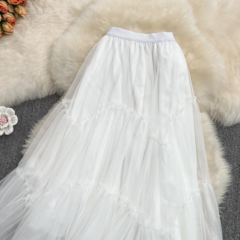 Summer big skirt gauze beautiful slim long pleated skirt for women