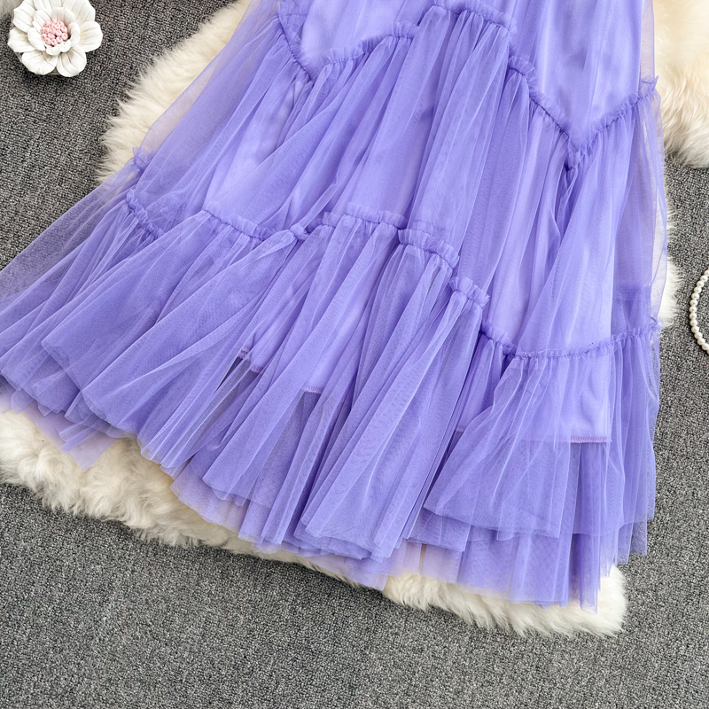 Summer big skirt gauze beautiful slim long pleated skirt for women