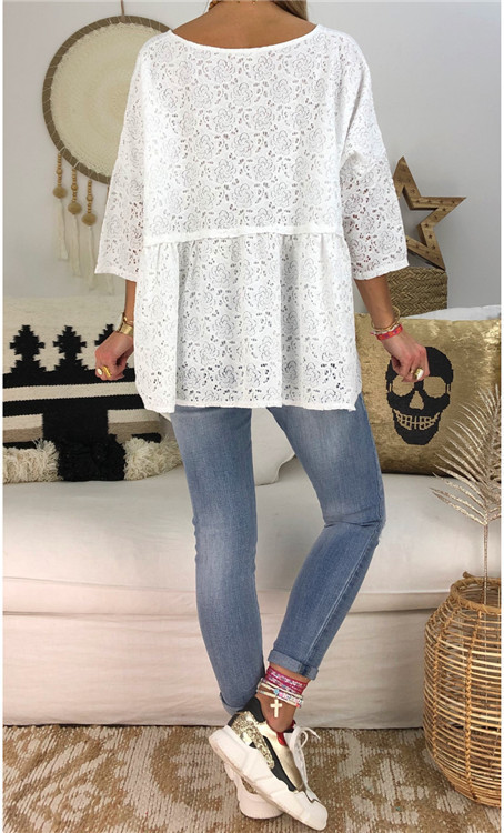 Lace large yard tops pure T-shirt