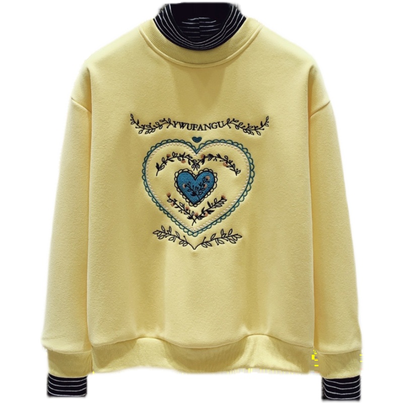 Embroidery heart thick hoodie for women