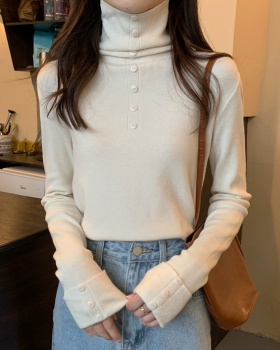 Korean style bottoming Western style slim buckle sweater