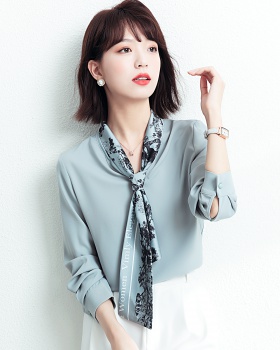 All-match long sleeve Korean style ink spring chiffon shirt