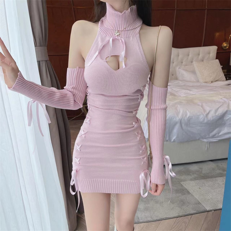 Slim package hip with cuff temperament sexy dress