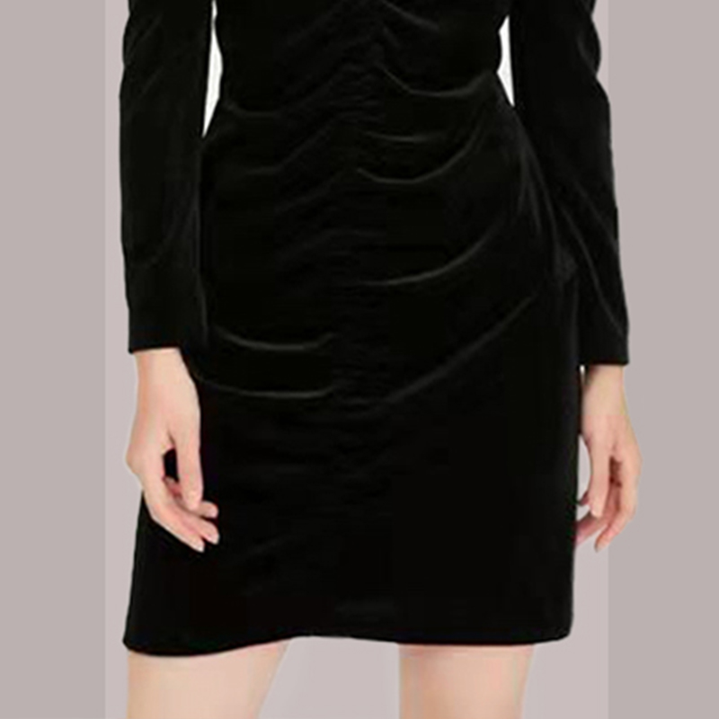 Velvet temperament square collar slim dress for women