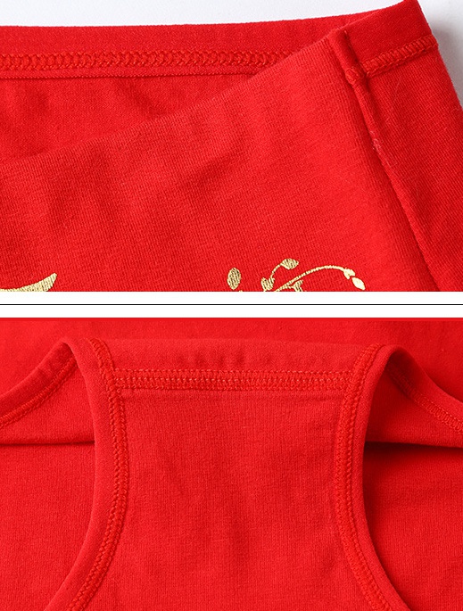 Pure cotton high waist printing big red bronzing briefs