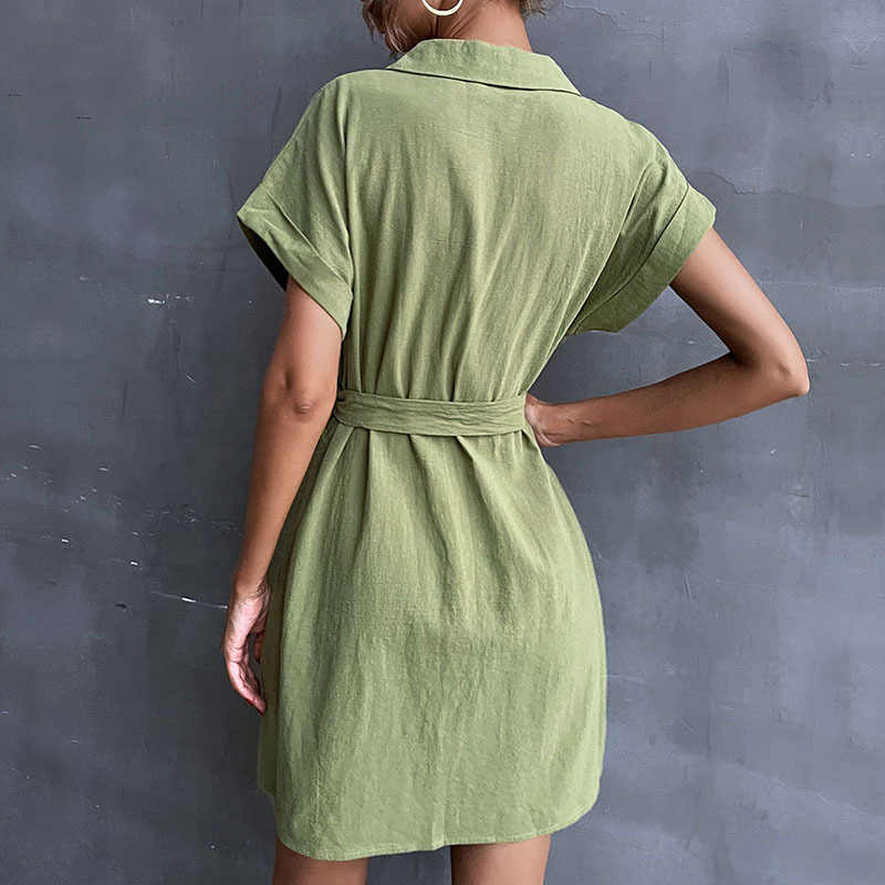 Frenum cotton linen shirt pure dress for women