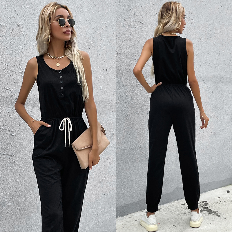 Summer sling pure knitted jumpsuit for women