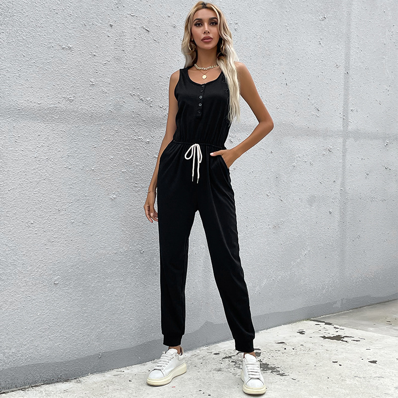 Summer sling pure knitted jumpsuit for women
