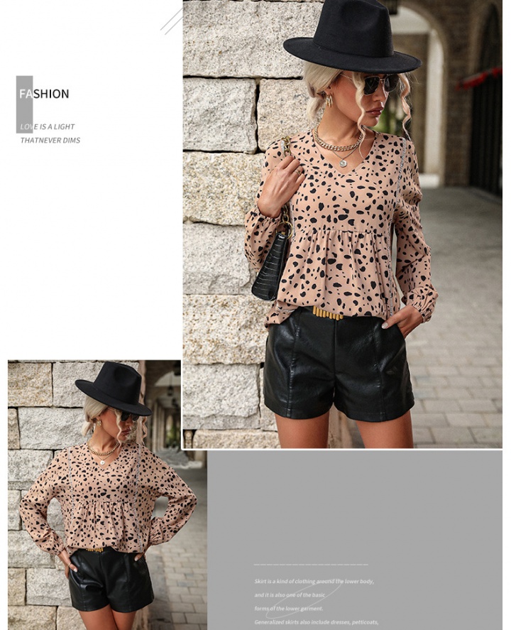 Printing loose autumn leopard shirt for women