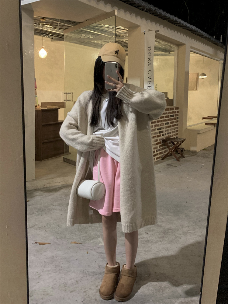 Loose sweater long coat