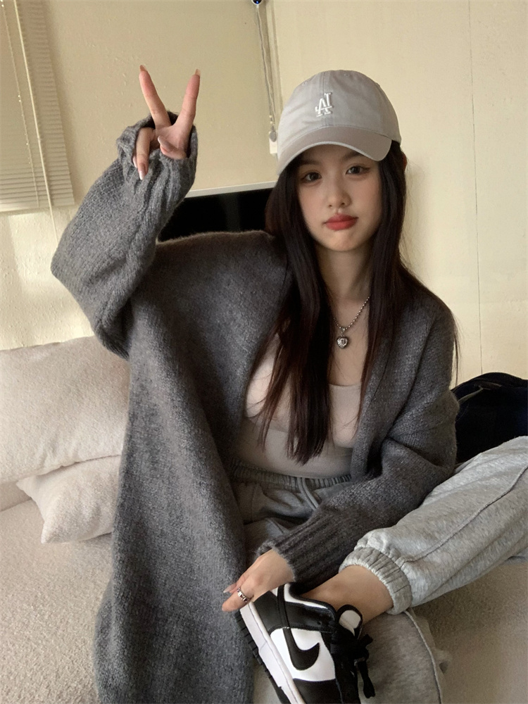 Loose sweater long coat