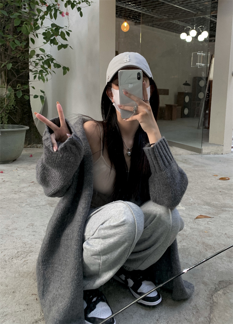 Loose sweater long coat