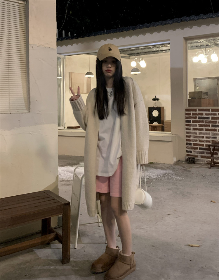 Loose sweater long coat