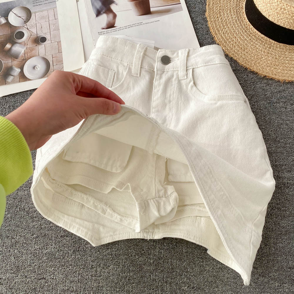 Anti emptied irregular denim skirt short all-match culottes