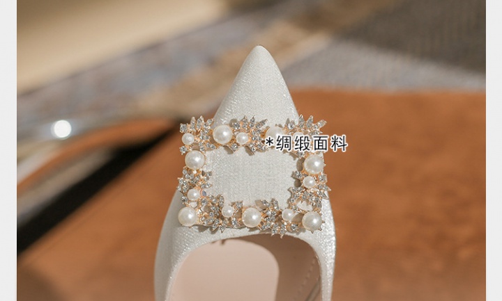 Low winter wedding shoes all-match rhinestone shoes