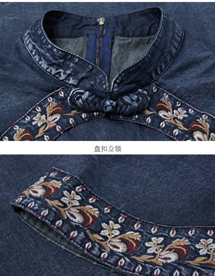 Long embroidery cheongsam binding spring dress for women