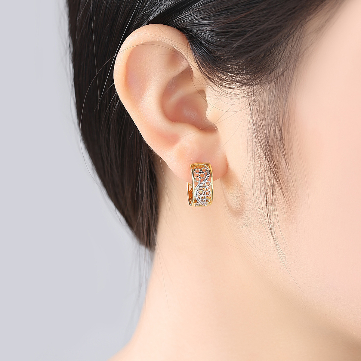 Gold fashion European style zircon earrings for women