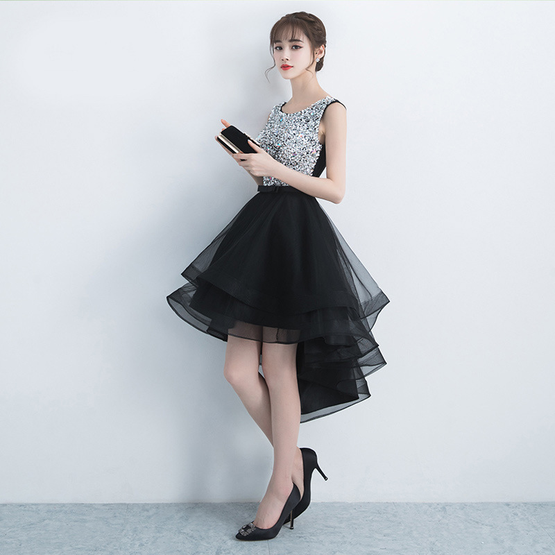 Black banquet evening dress slim formal dress for women