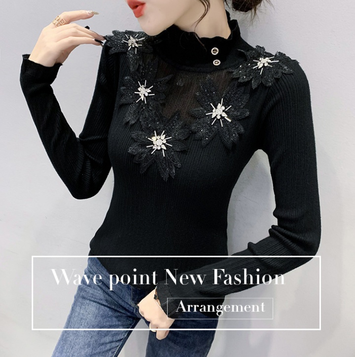 Black tight tops autumn and winter bottoming shirt for women