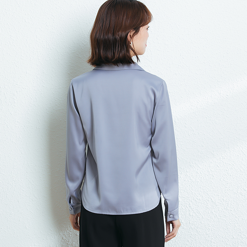 Blue unique business suit long sleeve spring shirt for women