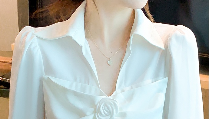 Long sleeve spring chiffon shirt white shirt for women