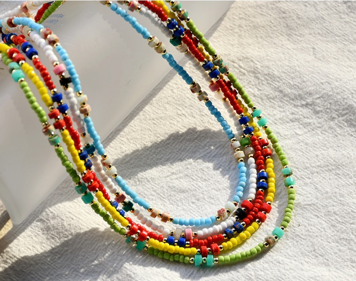 Chain Bohemian style beads colors agate splice necklace