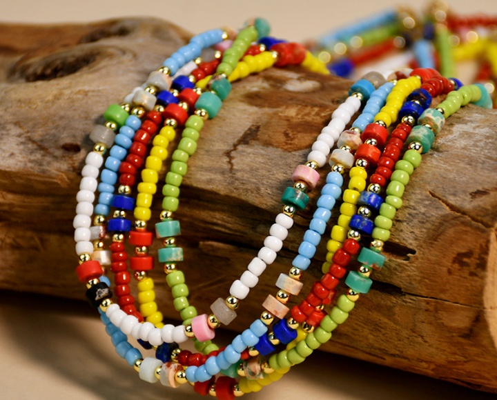 Chain Bohemian style beads colors agate splice necklace