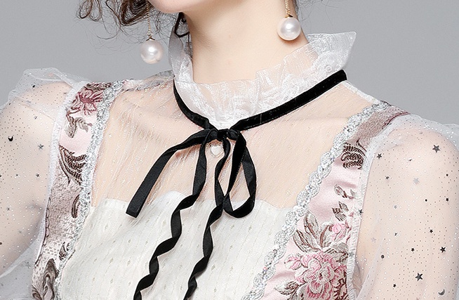 Jacquard gauze stitching sweet sequins dress for women