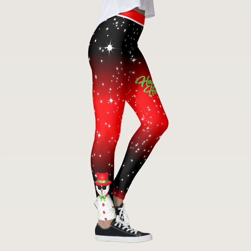 Printing European style sweatpants christmas snowflake yoga pants