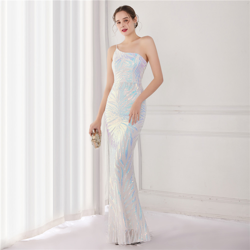 Long party sexy sequins bride evening dress