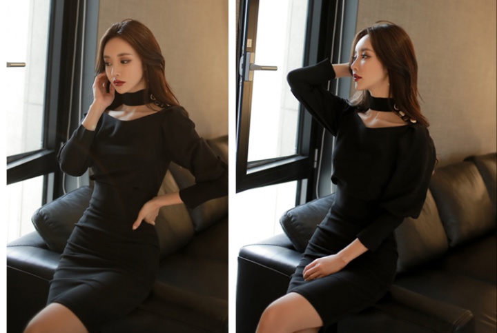 Bottoming sexy Korean style slim black temperament dress